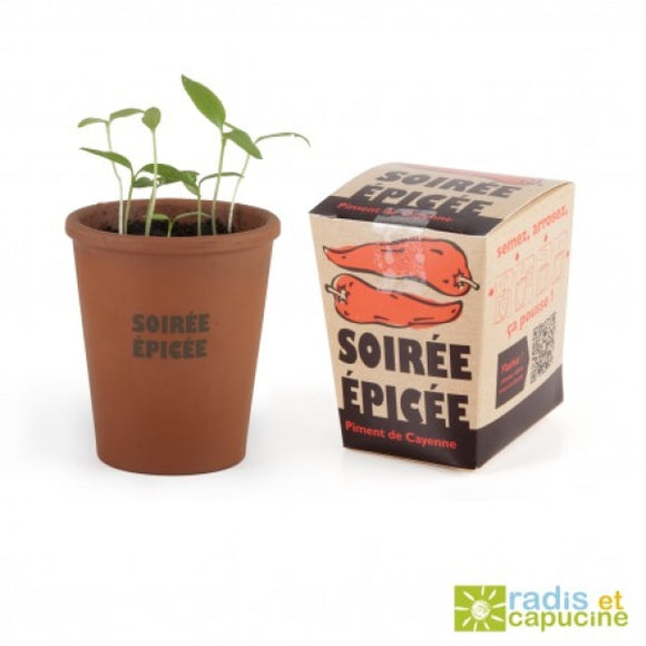 Kits Message Cadeau De Soirée - Soirée Epicée Piment Personnalisable Plantes Publicitaires