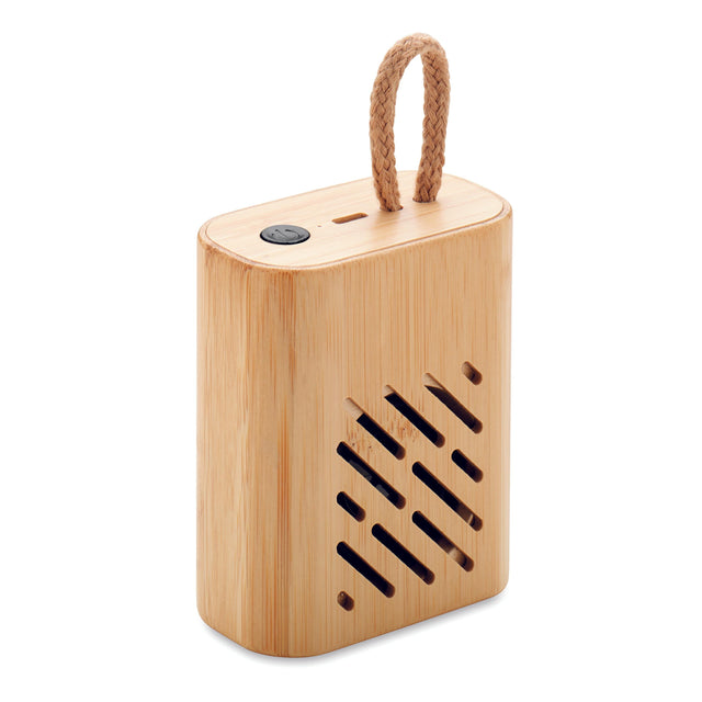 Haut-parleur sans fil bambou 3W REY personnalisable-0