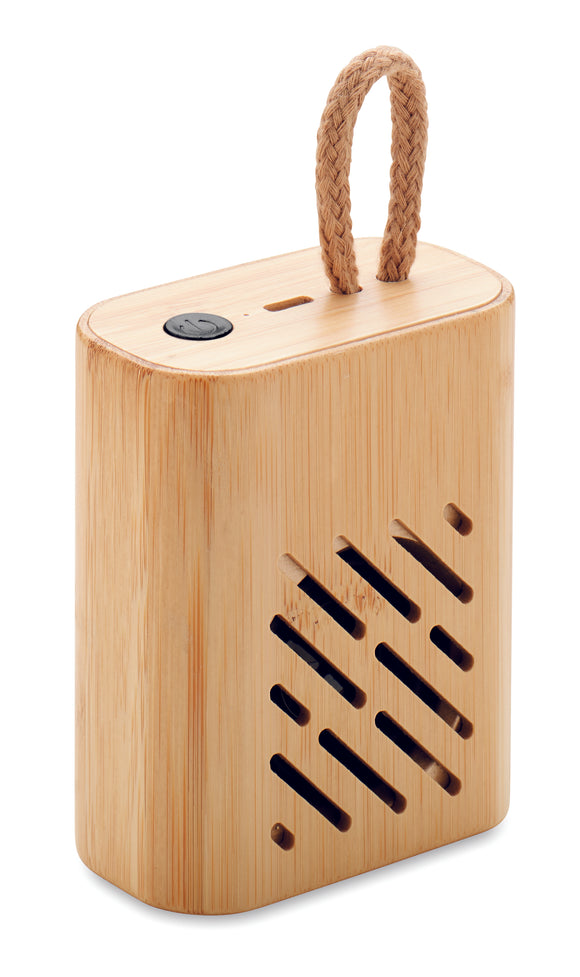 Haut-parleur sans fil bambou 3W REY personnalisable-0