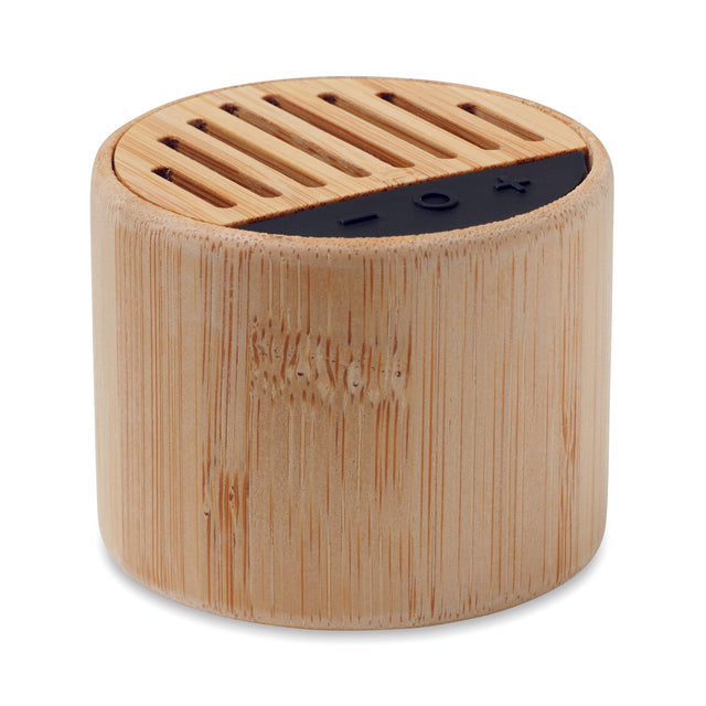 Haut-parleur sans fil bambou ROUND LUX personnalisable-0