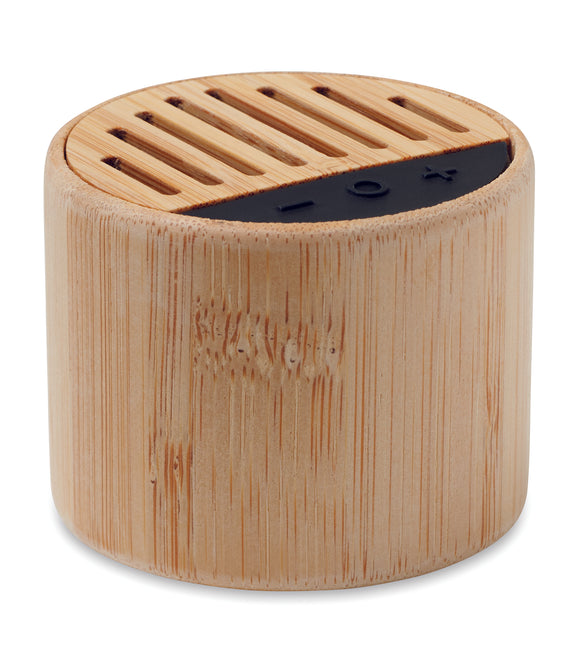 Haut-parleur sans fil bambou ROUND LUX personnalisable-0