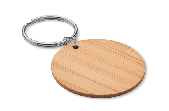 Porte-clés rond en bambou ROUNDBOO personnalisable-0