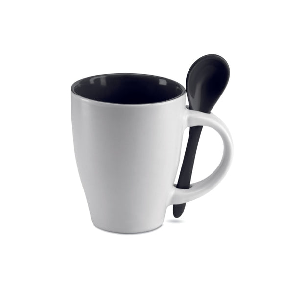 Mug Avec Cuillère 250 Ml Dual Personnalisable Black Vaisselle