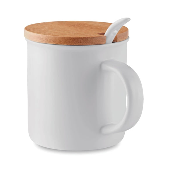 Mug Porcelaine Avec Cuillère Kenya Personnalisable White Vaisselle