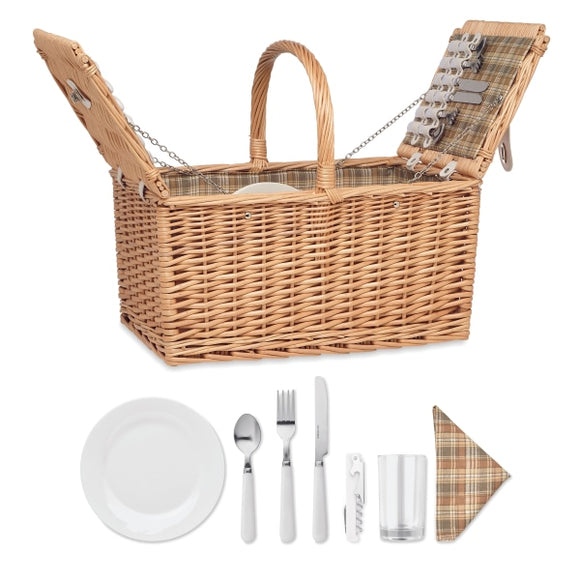 Panier Pique-Nique En Osier 4 Mimbre Plus Personnalisable Brown Plein Air