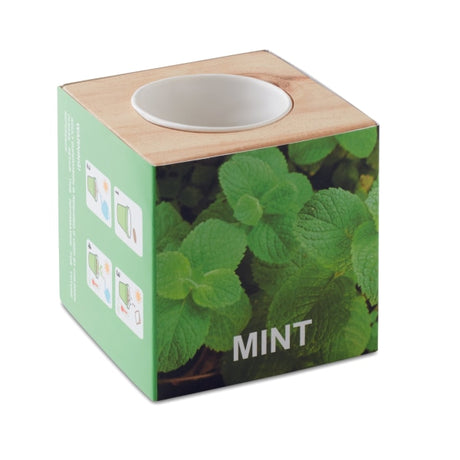 Pot En Bois Avec Graine Menthe Menta Personnalisable Brown Plein Air