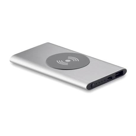 Powerbank Sans Fil 4000Mah. Power&Wireless Personnalisable Silver Powerbanks
