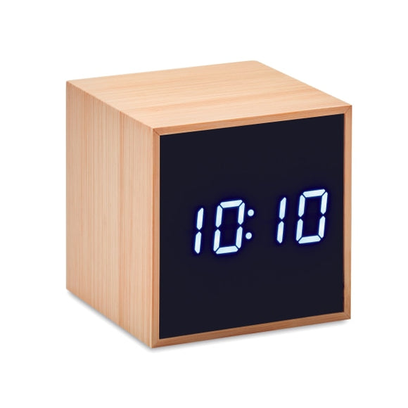 Réveil Led Boîtier En Bambou Mara Clock Personnalisable Brown Accesoires De Bureau
