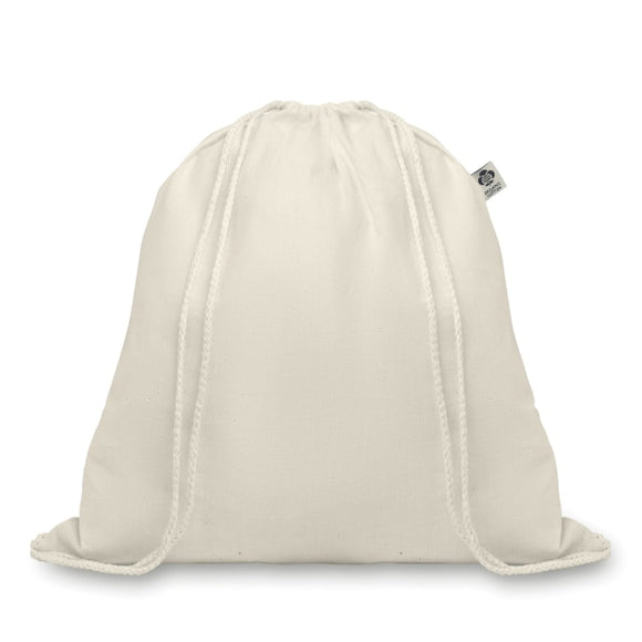 Sac À Cordelette En Coton Bio Organic Hundred Personnalisable Beige Sacs Dos & De Plein Air