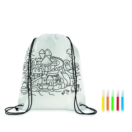 Sac À Cordon Non Tissé Carrydraw Personnalisable White Dessin