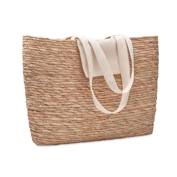 Sac En Feuilles Massette Tissée Praia Personnalisable Beige Sacs Shopping