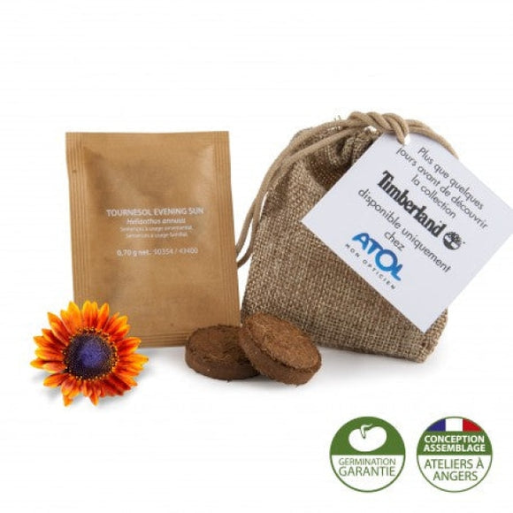Sachet De Graines Et Terre Coco En Pochon Toile Jute 75X100 Mm Personnalisable Plantes Publicitaires