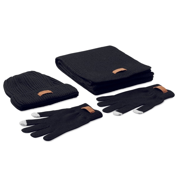 Set 3 Pièces Dhiver En Rpet Denali Personnalisable Black Chapeaux