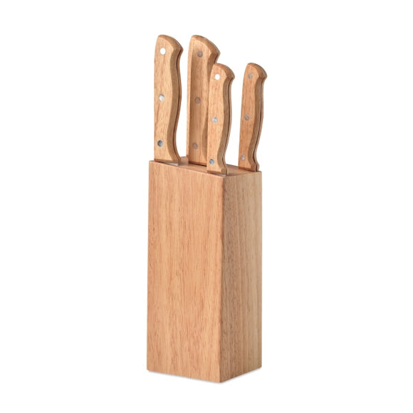 Set De 5 Couteaux Dans Socle Gourmet Personnalisable Brown Accessoires Culinaires