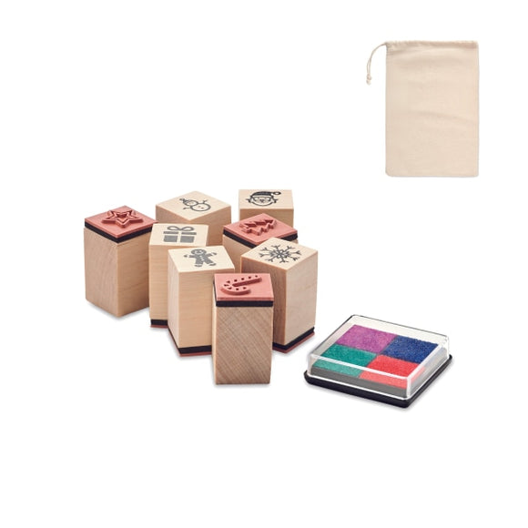 Set De 8 Tampons En Bois Stampie Personnalisable Beige Décoration