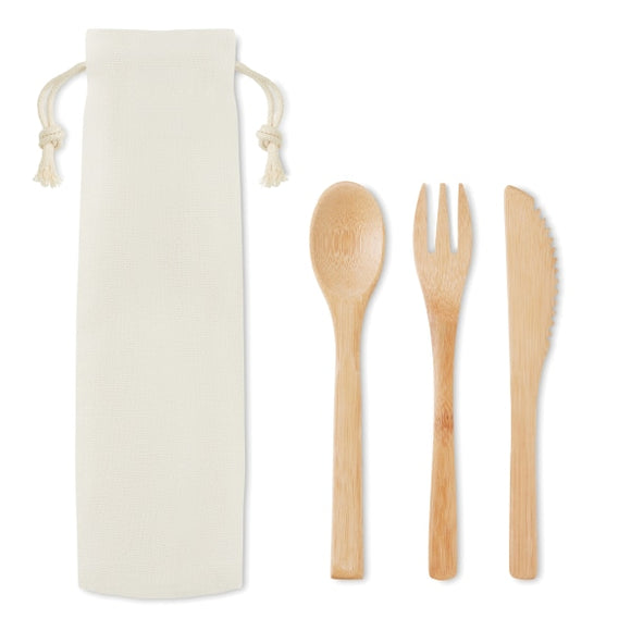 Set De Couverts En Bambou Setboo Personnalisable Beige Accessoires Déjeuner