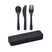 Set De Couverts En Pp Rigata Personnalisable Noir Accessoires Déjeuner