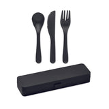 Set De Couverts En Pp Rigata Personnalisable Noir Accessoires Déjeuner