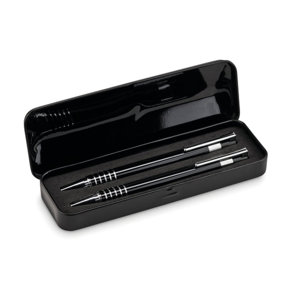 Set Stylo Bille Étui Métal Alucolor Personnalisable Black Ecriture