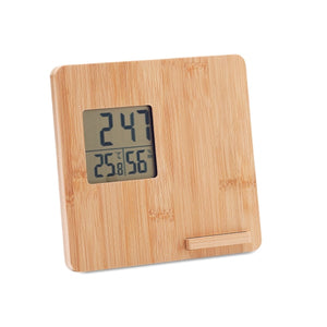 Station Météo En Bambou Ferrel Personnalisable Brown Accesoires De Bureau