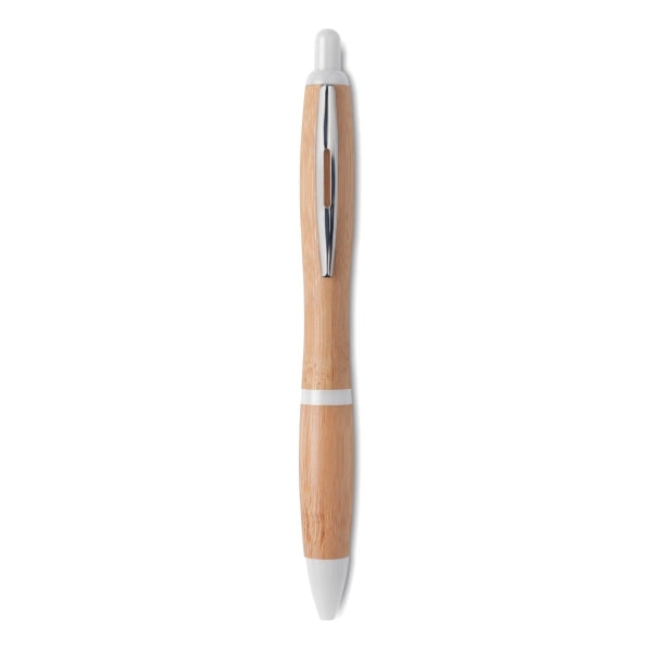 Stylo Bille En Abs Et Bambou. Rio Bamboo Personnalisable White Ecriture