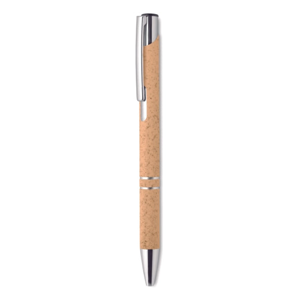 Stylo Poussoir Blé Paille Abs Bern Pecas Personnalisable Orange Ecriture