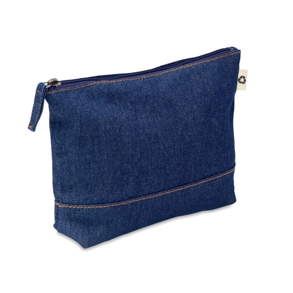 Trousse En Denim Recyclé Style Pouch Personnalisable Blue Soins De La Personne