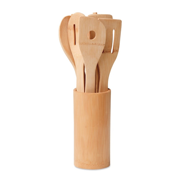 Ustensiles De Cuisine En Bambou Kya Personnalisable Brown Accessoires Culinaires